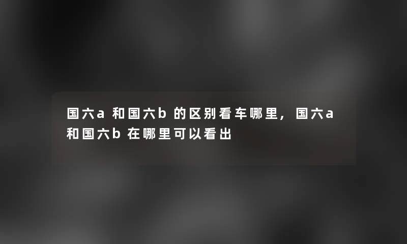 国六a和国六b的区别看车哪里,国六a和国六b在哪里可以看出