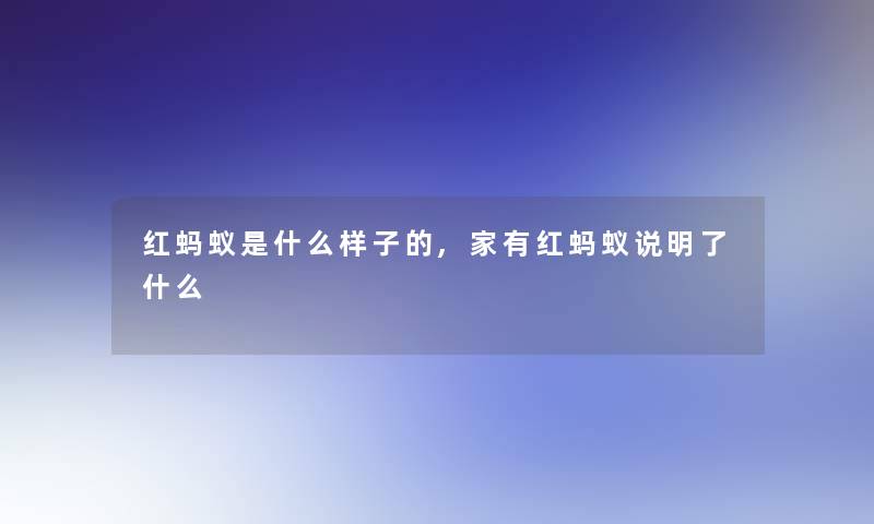 红蚂蚁是什么样子的,家有红蚂蚁说明了什么