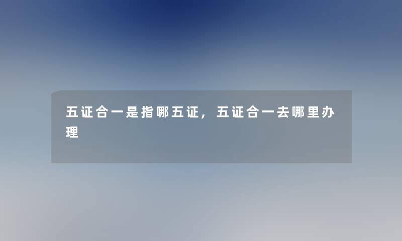 五证合一是指哪五证,五证合一去哪里办理