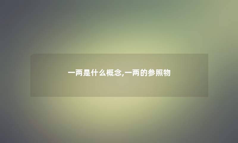 一两是什么概念,一两的参照物