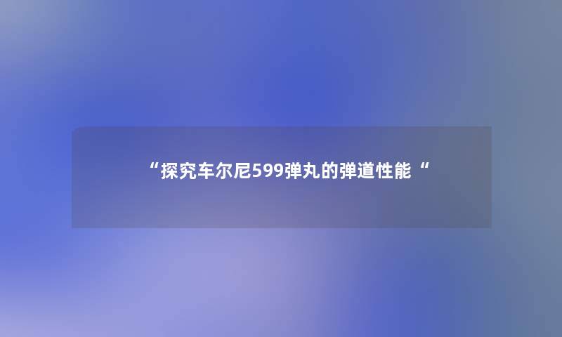 探究车尔尼599弹丸的弹道性能