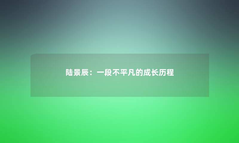 陆景辰：一段不平凡的成长历程