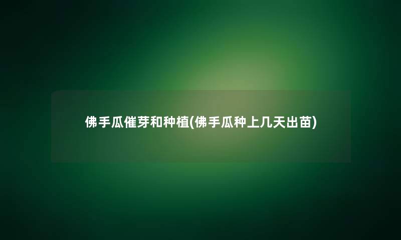 佛手瓜催芽和种植(佛手瓜种上几天出苗)