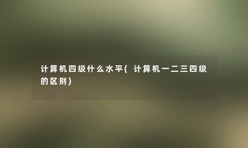 计算机四级什么水平(计算机一二三四级的区别)