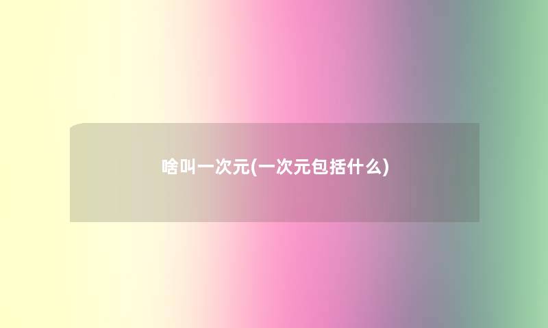 啥叫一次元(一次元包括什么)