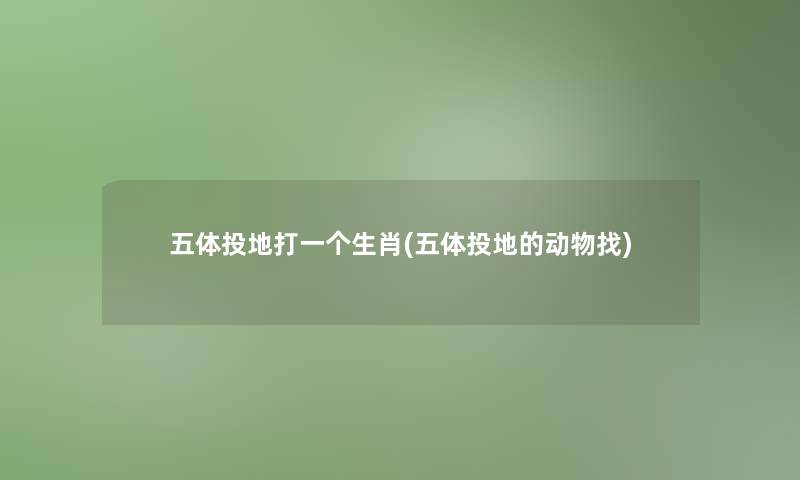 五体投地打一个生肖(五体投地的动物找)
