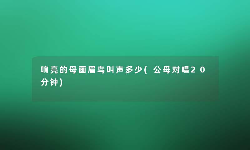 响亮的母画眉鸟叫声多少(公母对唱20分钟)