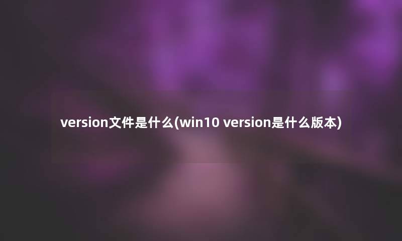 version文件是什么(win10 version是什么版本)