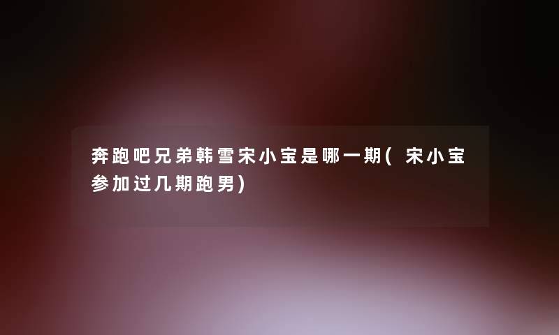 奔跑吧兄弟韩雪宋小宝是哪一期(宋小宝参加过几期跑男)