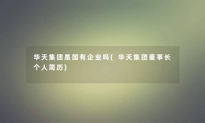 华天集团是国有企业吗(华天集团董事长个人简历)