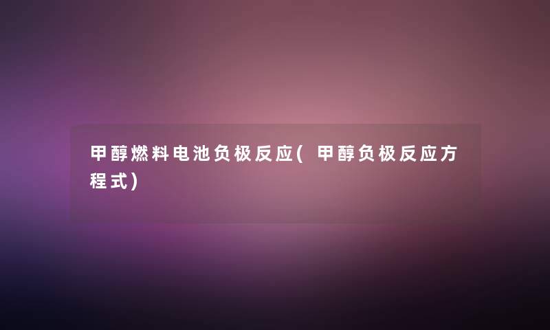 甲醇燃料电池负极反应(甲醇负极反应方程式)
