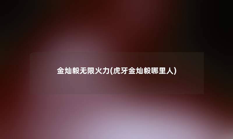 金灿毅无限火力(虎牙金灿毅哪里人)
