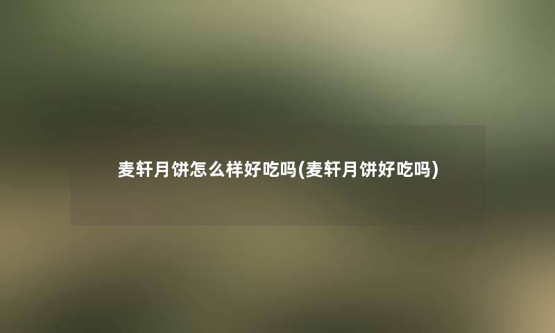 麦轩月饼怎么样好吃吗(麦轩月饼好吃吗)