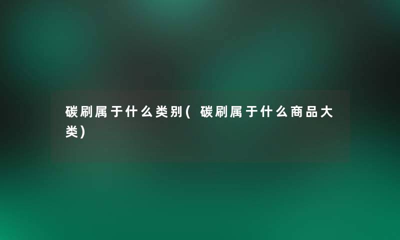 碳刷属于什么类别(碳刷属于什么商品大类)