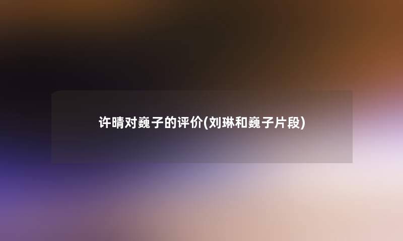 许晴对巍子的评价(刘琳和巍子片段)