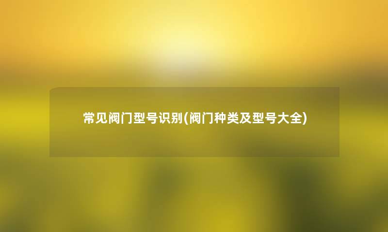 常见阀门型号识别(阀门种类及型号大全)