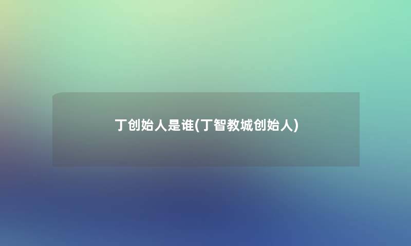丁创始人是谁(丁智教城创始人)