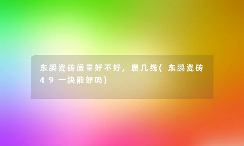 东鹏瓷砖质量好不好,属几线(东鹏瓷砖49一块能好吗)
