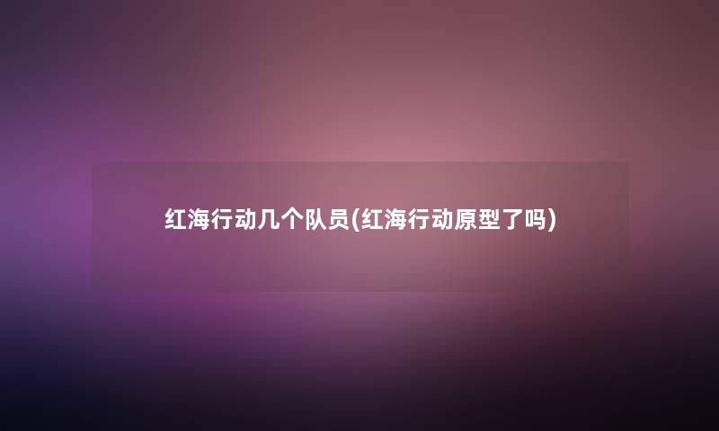 红海行动几个队员(红海行动原型了吗)