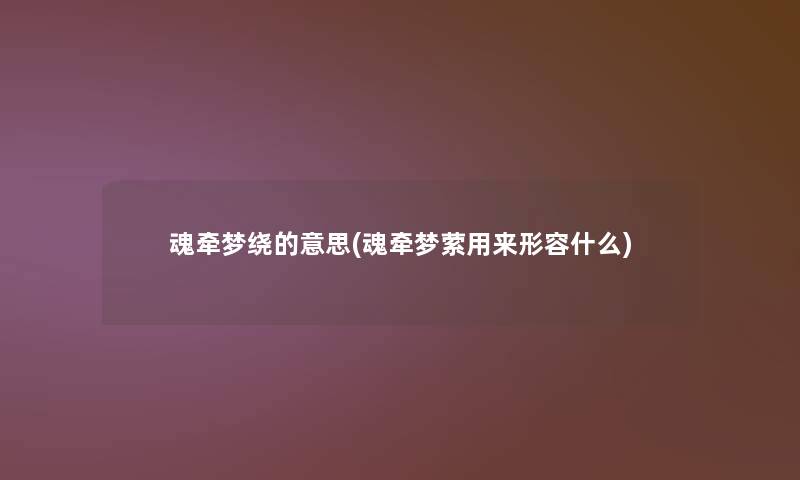 魂牵梦绕的意思(魂牵梦萦用来形容什么)