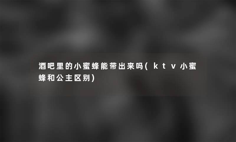 酒吧里的小蜜蜂能带出来吗(ktv小蜜蜂和公主区别)