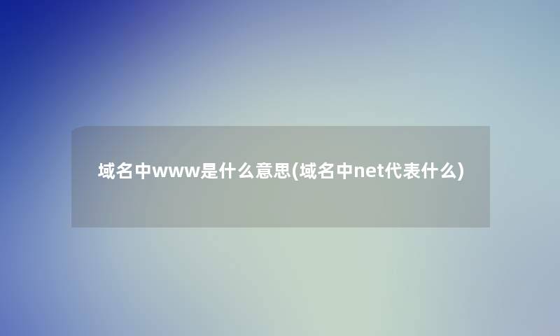 域名中www是什么意思(域名中net代表什么)