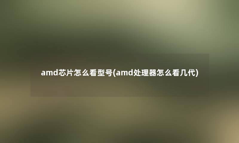 amd芯片怎么看型号(amd处理器怎么看几代)
