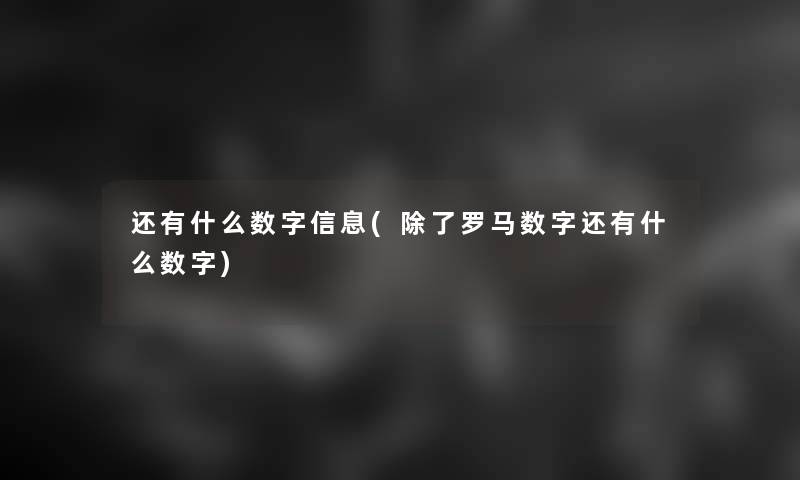 还有什么数字信息(罗马数字还有什么数字)
