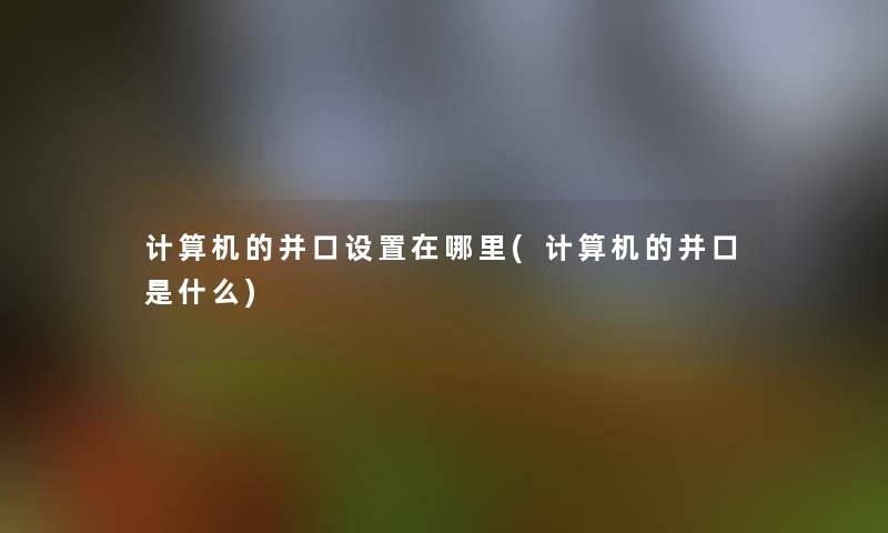 计算机的并口设置在哪里(计算机的并口是什么)