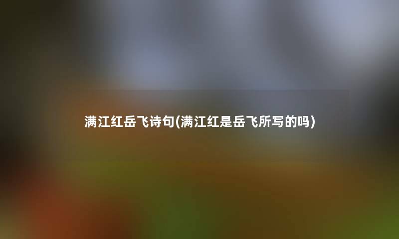 满江红岳飞诗句(满江红是岳飞所写的吗)