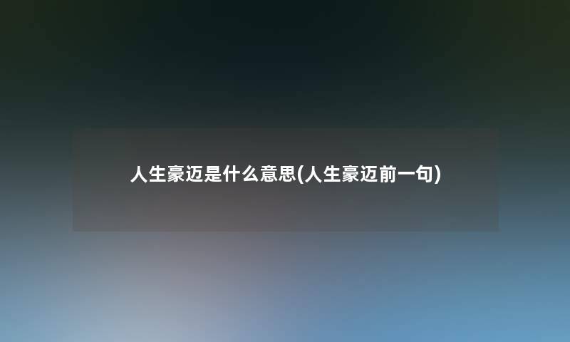 人生豪迈是什么意思(人生豪迈前一句)