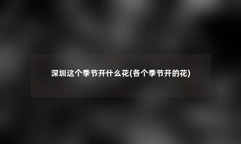 深圳这个季节开什么花(各个季节开的花)