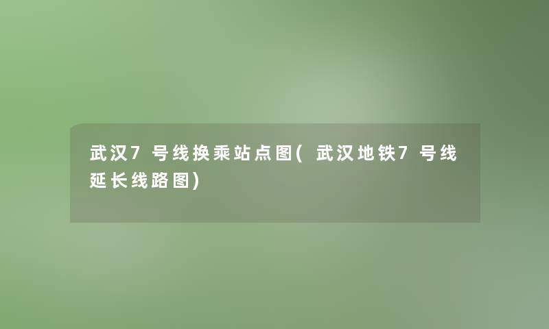 武汉7号线换乘站点图(武汉地铁7号线延长线路图)