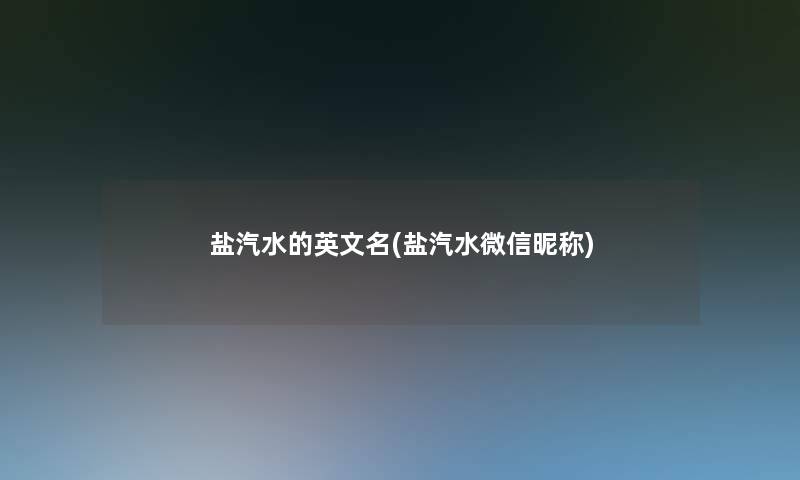 盐汽水的英文名(盐汽水微信昵称)