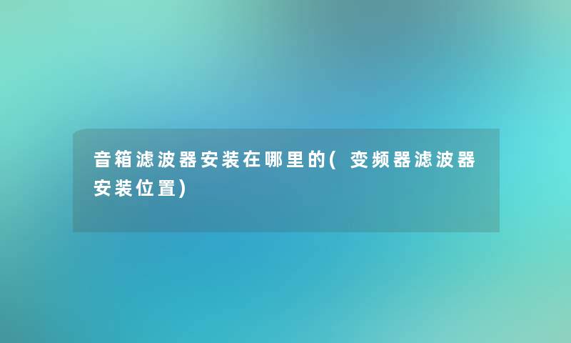 音箱滤波器安装在哪里的(变频器滤波器安装位置)