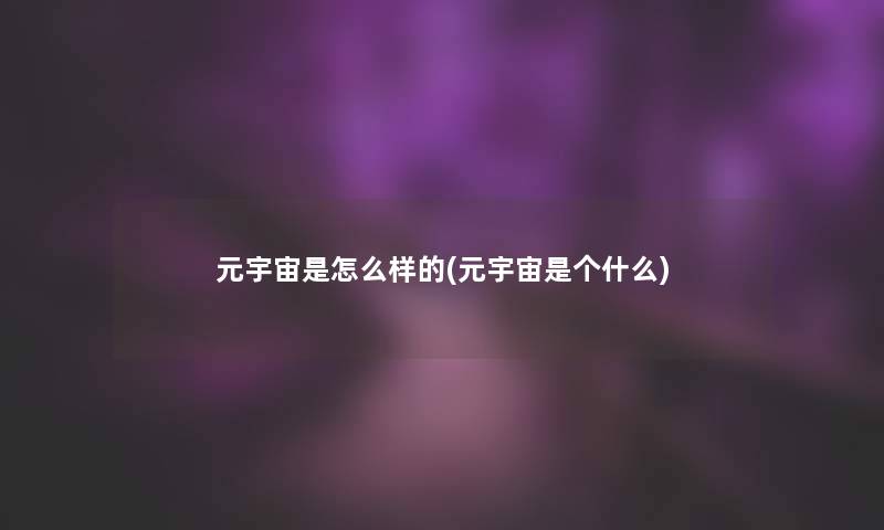 元宇宙是怎么样的(元宇宙是个什么)