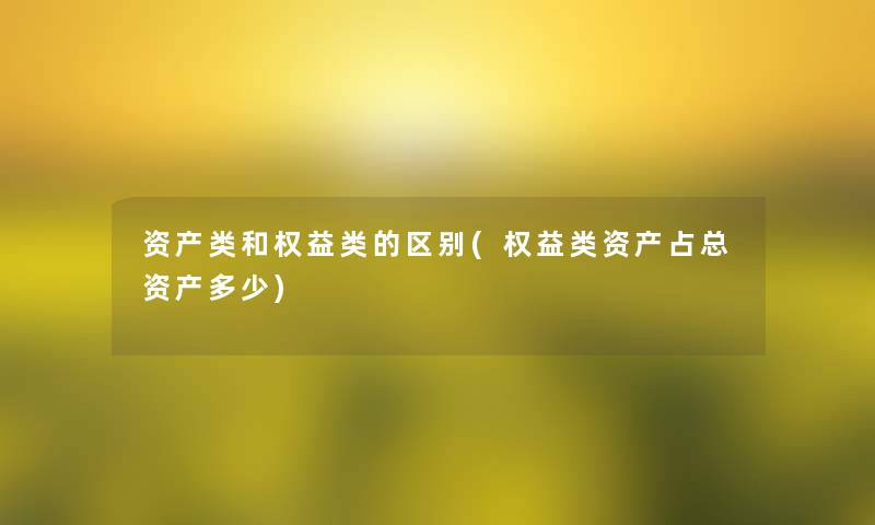 资产类和权益类的区别(权益类资产占总资产多少)