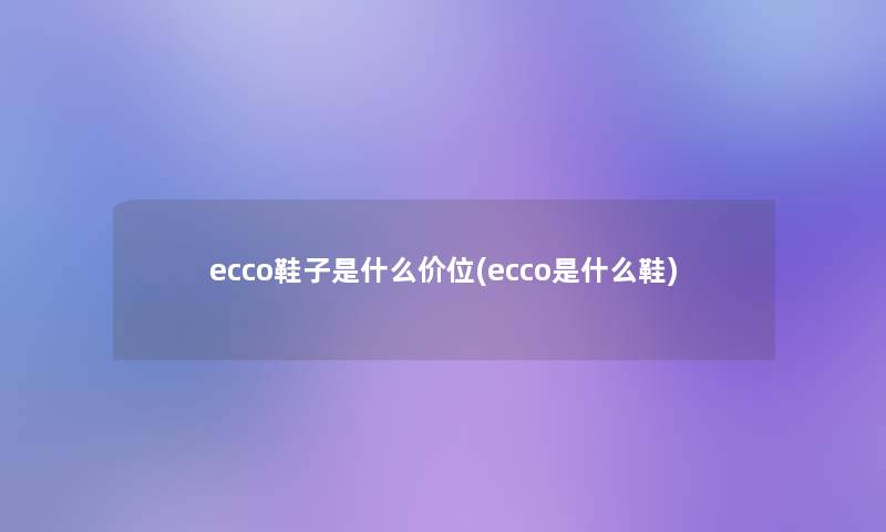 ecco鞋子是什么价位(ecco是什么鞋)