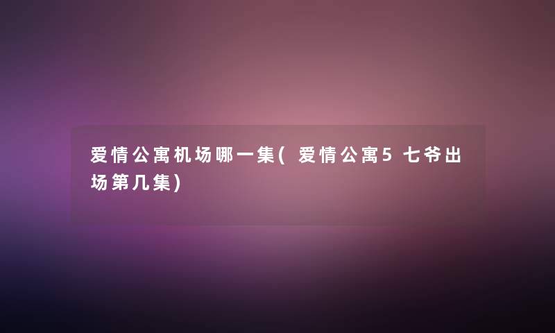 爱情公寓机场哪一集(爱情公寓5七爷出场第几集)