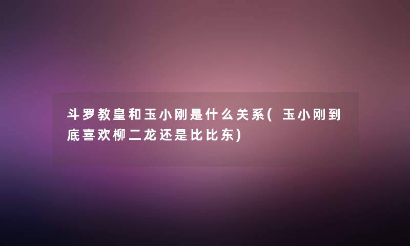 斗罗教皇和玉小刚是什么关系(玉小刚到底喜欢柳二龙还是比比东)