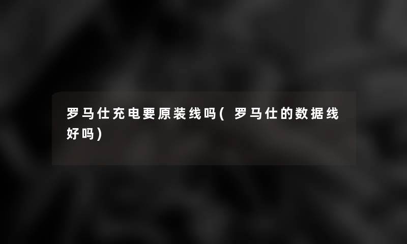 罗马仕充电要原装线吗(罗马仕的数据线好吗)