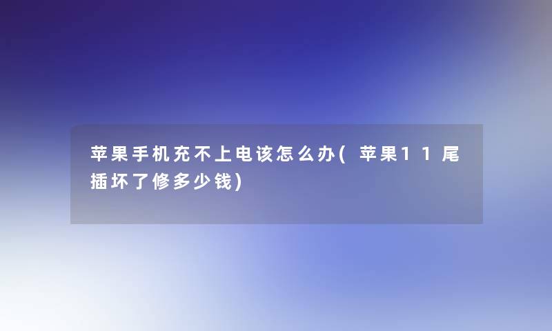 苹果手机充不上电该怎么办(苹果11尾插坏了修多少钱)