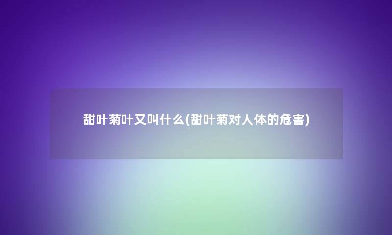 甜叶菊叶又叫什么(甜叶菊对人体的危害)