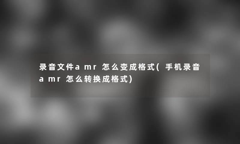 录音文件amr怎么变成格式(手机录音amr怎么转换成格式)