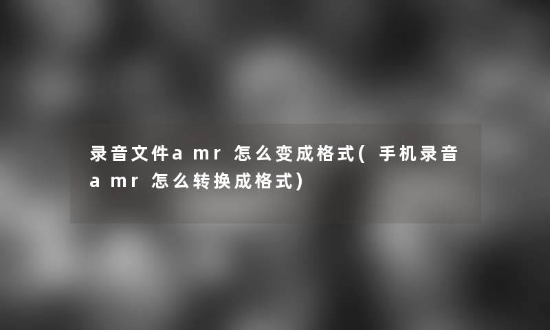 录音文件amr怎么变成格式(手机录音amr怎么转换成格式)