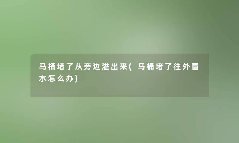 马桶堵了从旁边溢出来(马桶堵了往外冒水怎么办)