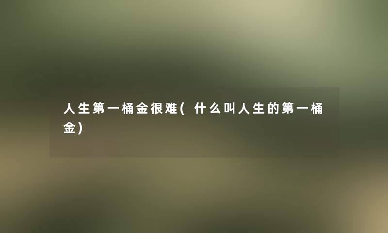 人生第一桶金很难(什么叫人生的第一桶金)