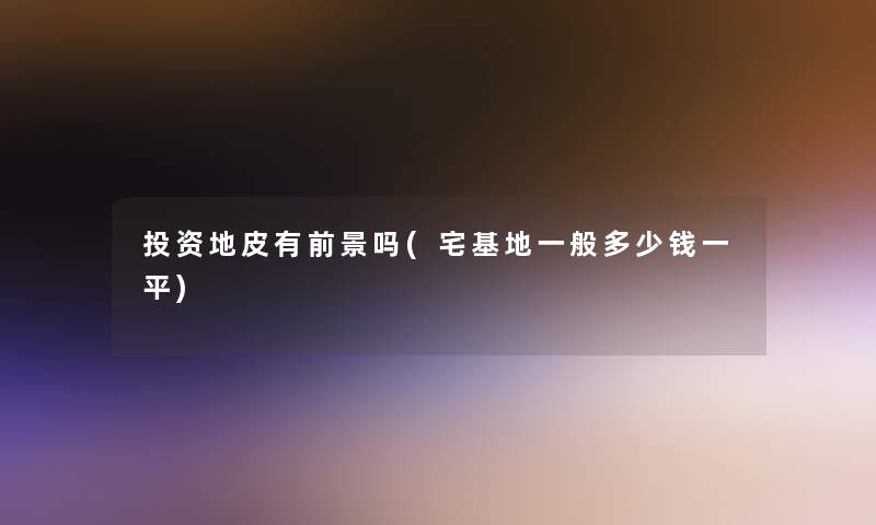 投资地皮有前景吗(宅基地一般多少钱一平)