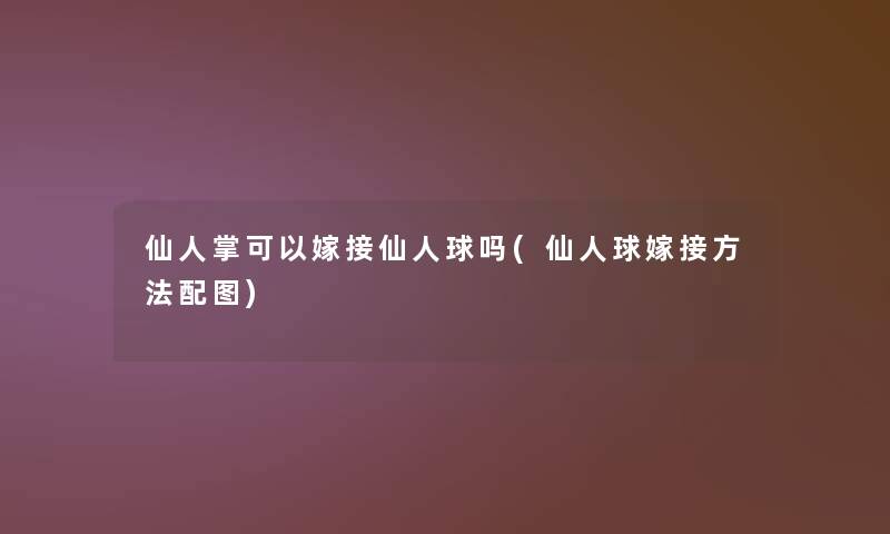 仙人掌可以嫁接仙人球吗(仙人球嫁接方法配图)