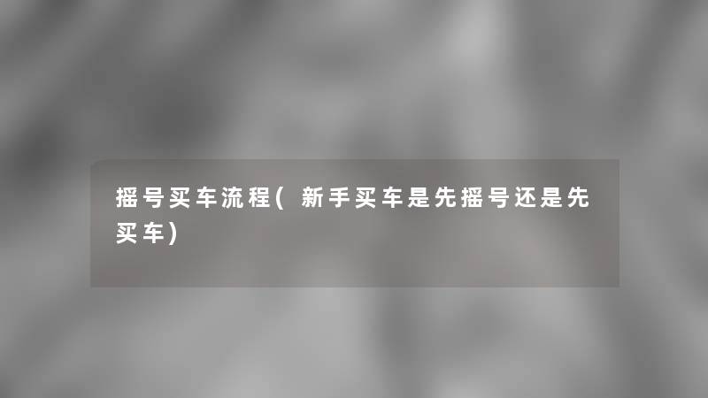 摇号买车流程(新手买车是先摇号还是先买车)